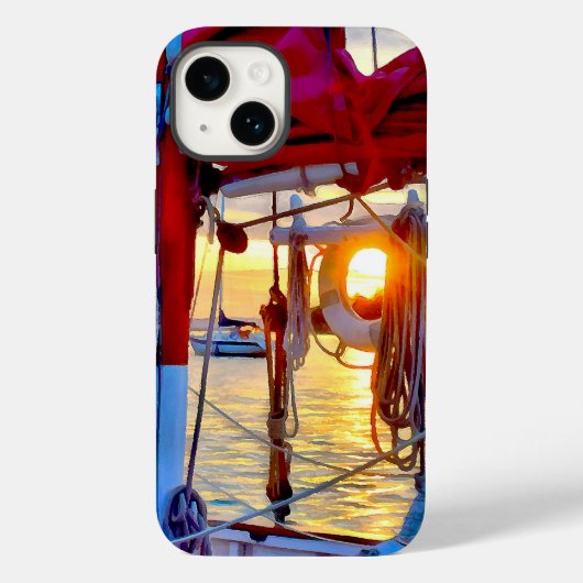Sunset und Sailboote auf Lopez Island Phone Case (Rückseite)