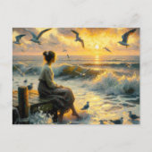 Sunset und Seagulls Postkarte (Vorderseite)