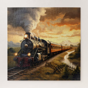 Sunset und Zug Puzzle