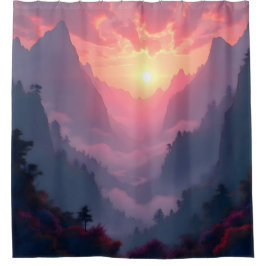 Sunset Valley – Goldenes Sonnenuntergangs-Landscha Duschvorhang