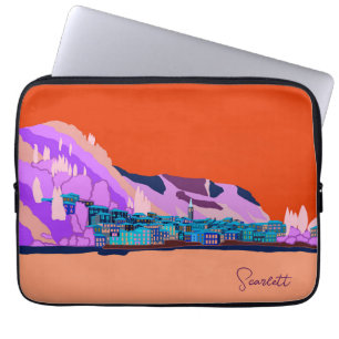 Sunset Varenna Como Italien Illustration Reisen Laptopschutzhülle