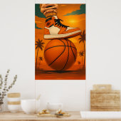 Sunset Vibes Sneaker auf Basketball Poster (Küche)
