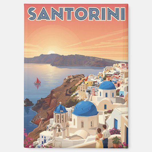 Sunset View Santorini Greece Cyclades Travel Magnet (Vorderseite)