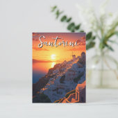 Sunset View Santorini Griechenland Cyclades Reisen Postkarte (Stehend Vorderseite)