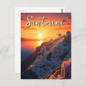 Sunset View Santorini Griechenland Cyclades Reisen Postkarte (Vorne/Hinten)