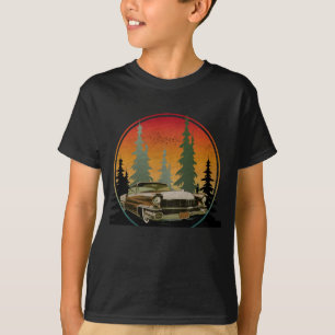 Sunset Vintag Classic Car Nature Forest T-Shirt