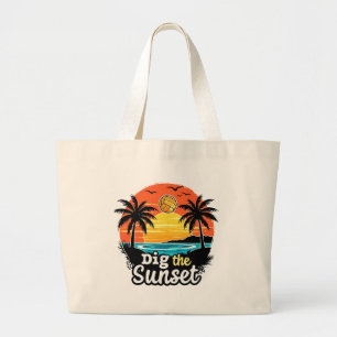 "Sunset volleyball" - Volleyballdesign für Spieler Jumbo Stoffbeutel