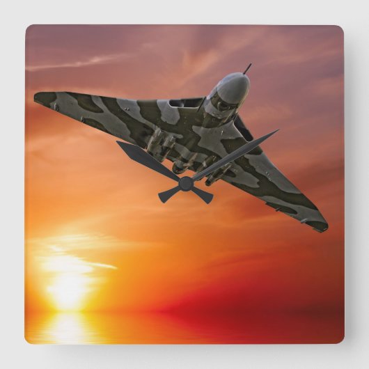 Sunset Vulkan Quadratische Wanduhr (Vorderseite)