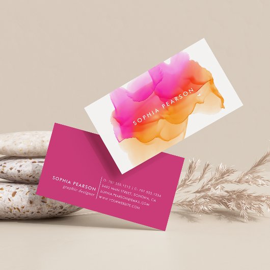 Sunset Watercolor Blot Business Card Visitenkarte