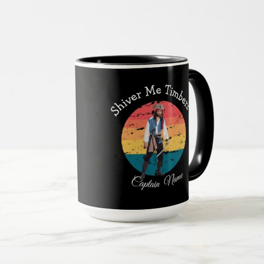 Sunset Watercolor Blue Party Pirates Tasse (VorderseiteRechts)