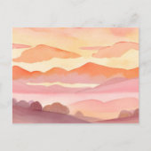 Sunset Watercolor Hills | Orange Hue Sky Painting Postkarte (Vorderseite)