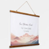 Sunset Watercolor Mountain Wedding Gästebuch Wandteppich Mit Holzrahmen (Gewinkelt)