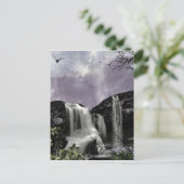 Sunset Waterfall Fantasy signiert Mini Print Postkarte (Stehend Vorderseite)