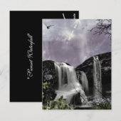 Sunset Waterfall Fantasy signiert Mini Print Postkarte (Vorne/Hinten)