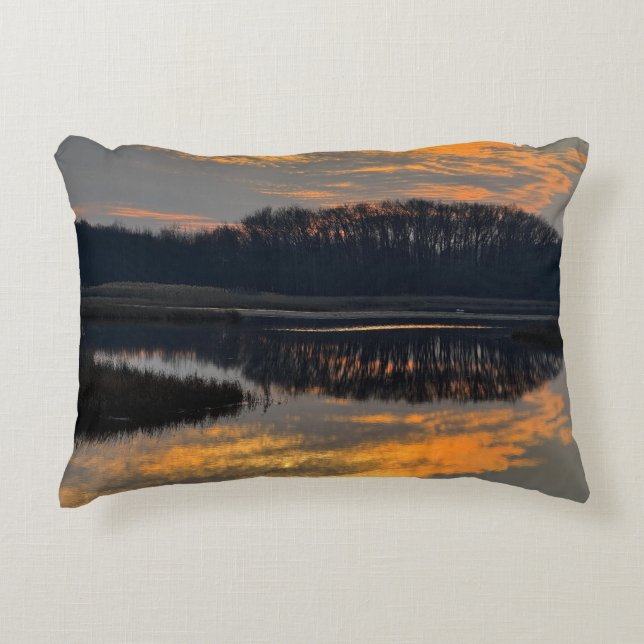 Sunset Waterscape Reflection Photo Pillow Dekokissen (Vorderseite)