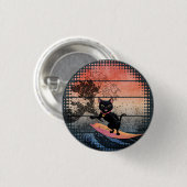 Sunset Wave Riding Cat Button (Vorne & Hinten)