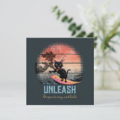 Sunset Wave Riding Cat Feiertagskarte (Stehend Vorderseite)