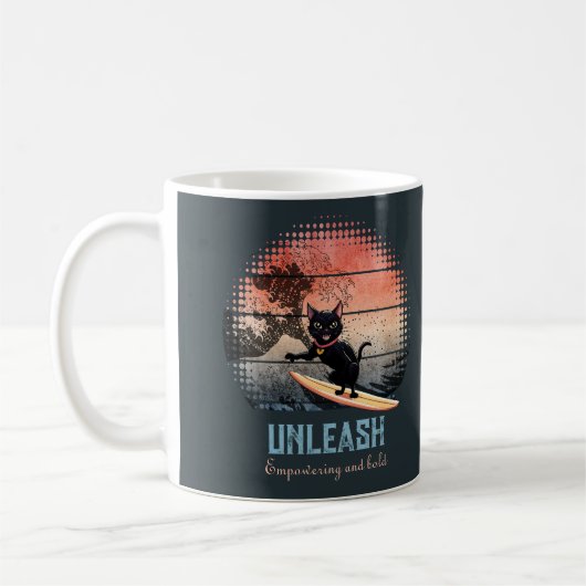 Sunset Wave Riding Cat Kaffeetasse (Links)