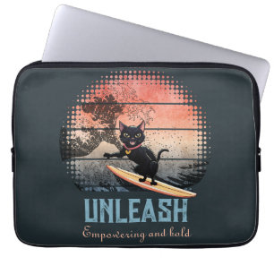 Sunset Wave Riding Cat Laptopschutzhülle