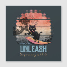 Sunset Wave Riding Cat Magnetkarte