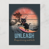 Sunset Wave Riding Cat Postkarte (Vorderseite)
