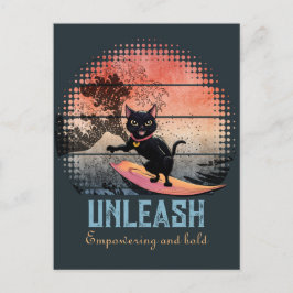 Sunset Wave Riding Cat Postkarte