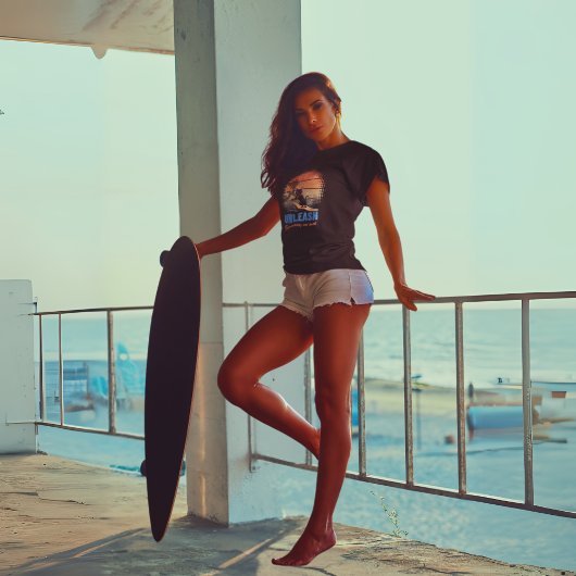 Sunset Wave Riding Cat T-Shirt