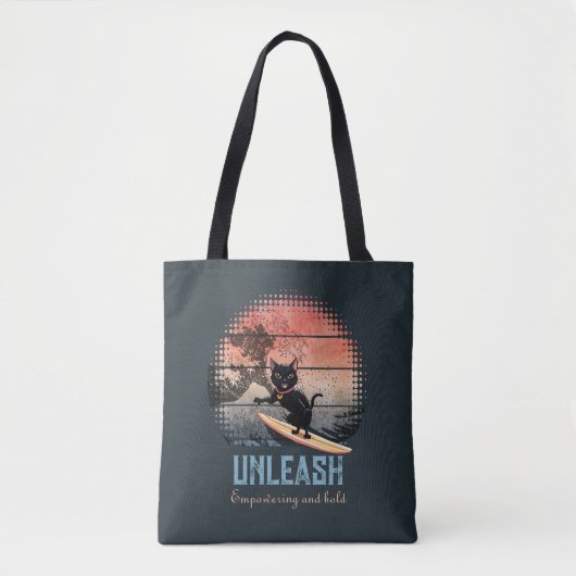 Sunset Wave Riding Cat Tasche (Vorderseite)