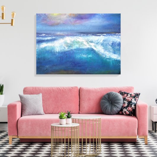 Sunset Wave Wrapped Canvas Leinwanddruck (Insitu (Wohnzimmer))