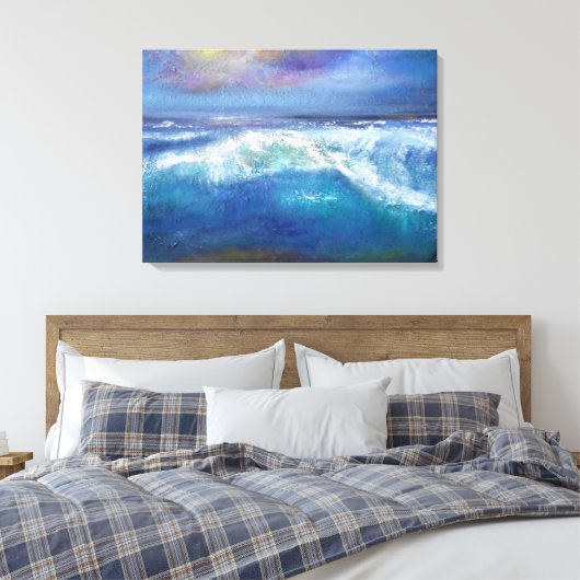 Sunset Wave Wrapped Canvas Leinwanddruck (Insitu (Schlafzimmer))