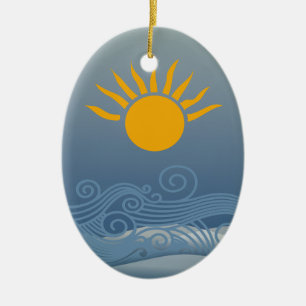 Sunset Waves Keramik Ornament