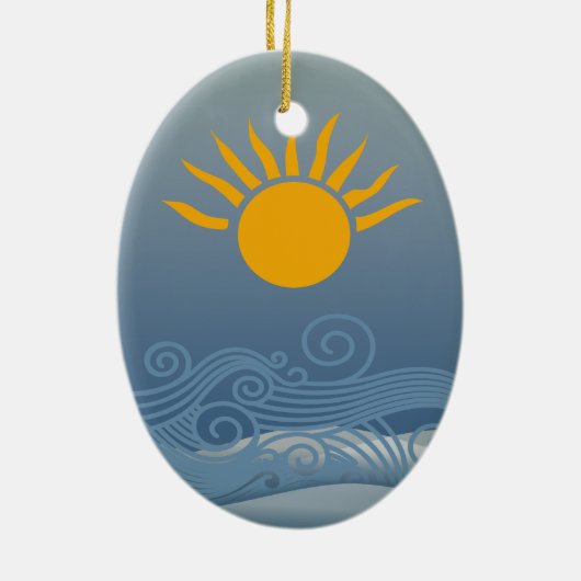 Sunset Waves Keramik Ornament (Hinten)