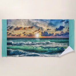 Sunset Waves Strandtuch