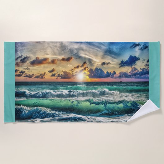 Sunset Waves Strandtuch (Vorderseite)