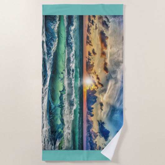 Sunset Waves Strandtuch (Vorderseite)