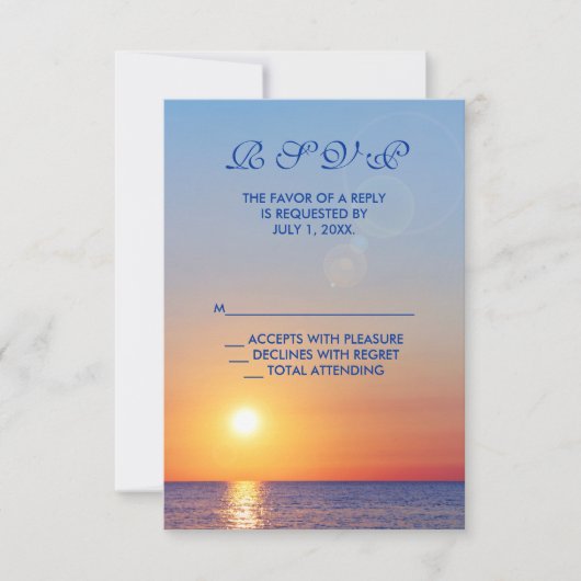 Sunset Wedding RSVP Karte (Vorderseite)
