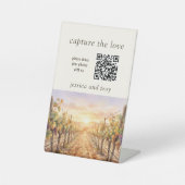 Sunset Weingut QR Code Capture the Love Hochzeit Sockelschild (Vorderseite)