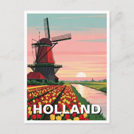 Sunset Windmill Niederlande Postkarte (Vorderseite)
