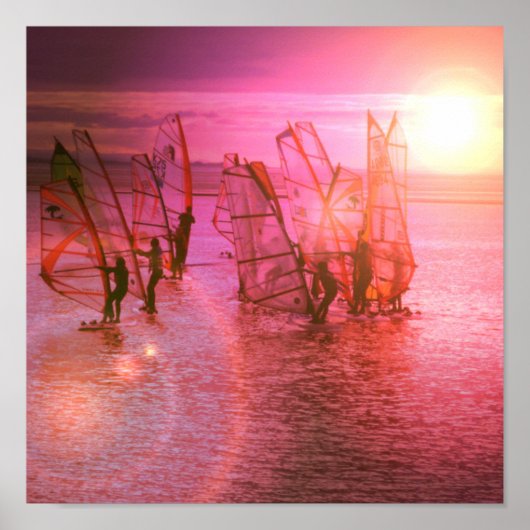 Sunset Windsurfing Poster Print (Vorne)