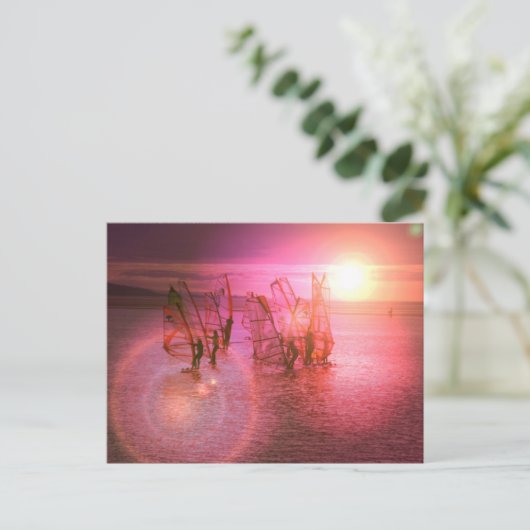 Sunset Windsurfing Postkarte (Stehend Vorderseite)