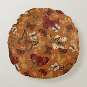 Sunset Wings Orange Butterfly Pattern Rundes Kissen