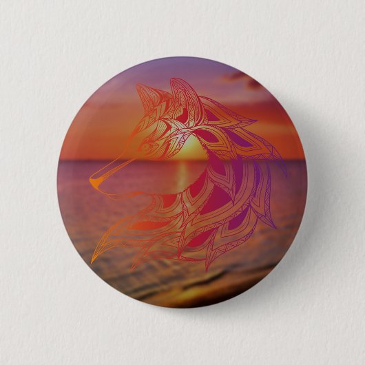 Sunset Wolf Button (Vorderseite)