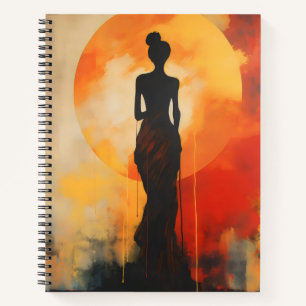 Sunset Woman Abstrakt Art Notizblock