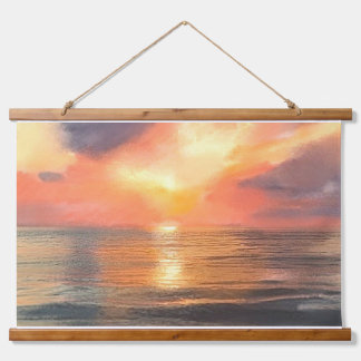 Sunset Wood Tapestry  Wandteppich Mit Holzrahmen