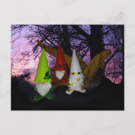 Sunset Woodland Gnomes Holiday Postcard Feiertagspostkarte