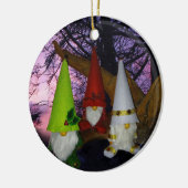 Sunset Woodland Gnomes Keramik Ornament (Links)
