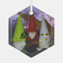 Sunset Woodland Gnomes Ornament Aus Glas