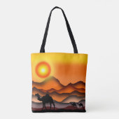 Sunset Wüste Camel Tote Bag Tasche (Rückseite)