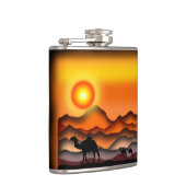 Sunset Wüste Camels Flask Flachmann (Rechts)