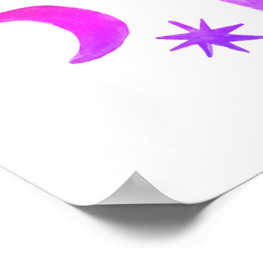 Sunset Wüste Fun Cactus Pink Pattern Wasserfarbe Poster (Ecke)